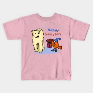 Cute bird and polar bear Kids T-Shirt